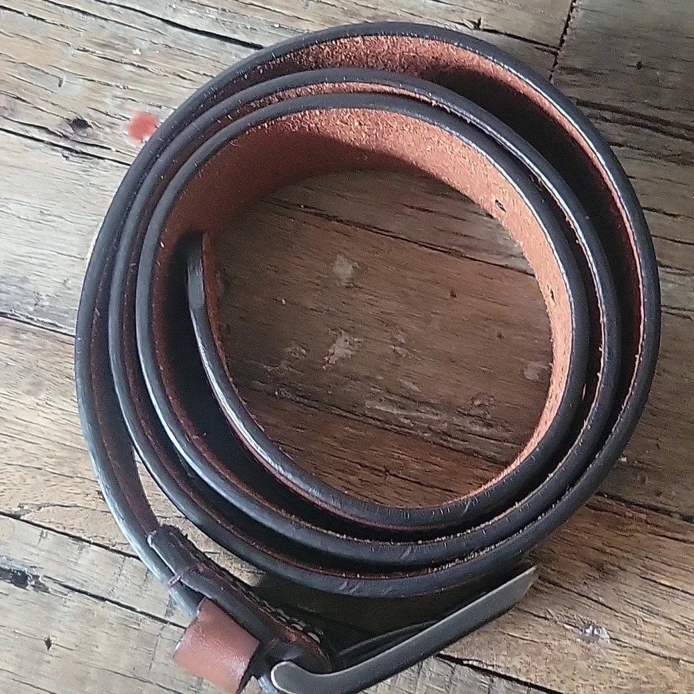 Columbia Vintage Brown Leather Belt with Fabric Inlay